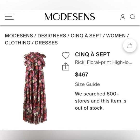 Cinq à Sept High Low Floral Dress - Pink and Black, US0 - Picture 4 of 13